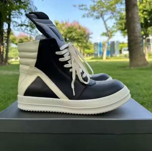 Baskets montantes de luxe Ricks pour hommes, style sportif, tendance, noires, à lacets, décontractées, robustes, respirantes, en cuir verni - Product Image 1