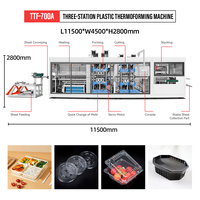 Mesin Thermoforming Otomatis Penuh untuk Piring dan Kotak Makanan Sekali Pakai dari PS/PP/PVC dengan Motor dan Pompa