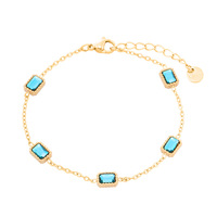 Gelang Zirkon Persegi Personalisasi Baja Anti Karat Lapis Emas 18K Anti Luntur Batu Permata Potongan Emerald Perhiasan untuk Wanita