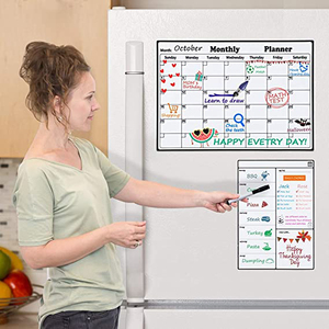 Planificador <span class=keywords><strong>mensual</strong></span> de oficina, <span class=keywords><strong>pizarra</strong></span> <span class=keywords><strong>blanca</strong></span> magnética para refrigerador, impermeable, reutilizable, de PVC/PET, con pegatinas de calendario impresas con UV, diseño personalizado fácil. - Product Image 6