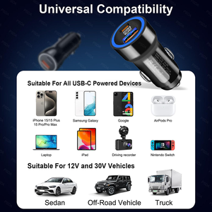 16 15 Samsung Xiaomi sạc nhanh với màn hình kỹ thuật số 60W LED sạc xe hơi sạc nhanh 2 cổng <span class=keywords><strong>Adapter</strong></span> cho <span class=keywords><strong>iPhone</strong></span> - Product Image 4