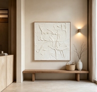 Toile abstraite à texture épaisse, peinte à la main, effet plâtre 3D, art mural, œuvre d'art minimaliste aux tons neutres