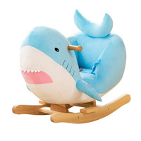 Chaise à bascule en peluche requin avec musique, cadeau de 1er anniversaire pour bébé, jouet à bascule pour tout-petits, animaux à monter, décoration de chambre d'enfant
