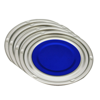 Boîtes de conserve pour aliments en métal argenté avec couvercle inférieur à huit points anti-déversement, modèle 300, 63 mm, bouchon bleu couronne