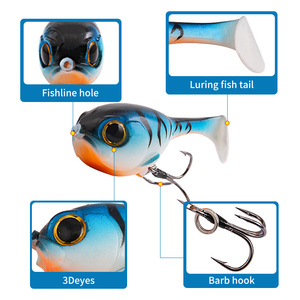 เหยื่อตกปลาแบบนิ่ม 6 สี สีสันสดใส พร้อมตะขอสามทางเสริมความแข็งแรง - Product Image 4