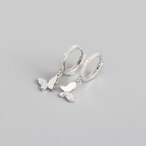Bijoux fins, mariage, classique, <span class=keywords><strong>argent</strong></span> sterling 925 plaqué or, pendentifs en forme de papillon, boucles <span class=keywords><strong>d</strong></span>'oreilles créoles fines pour femmes - Product Image 5