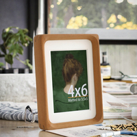 Cadre photo classique en bois de teck naturel fait main, écologique, tailles 3,5x5 et 4x6, pour affichage sur bureau/plateau, avec ou sans passe-partout