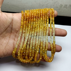 Perles de saphir jaune naturel facettées en forme de rondelle, taille 4 mm à 5,50 mm, pierres précieuses pour la création de bijoux faits main - Product Image 1