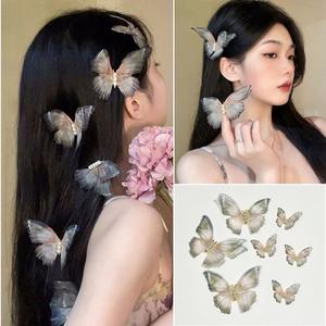 مشبك شعر أنيق على شكل فراشة شفاف للحفلات، إكسسوار شعر نسائي متعدد الألوان، زينة شعر مذهلة - Product Image 6