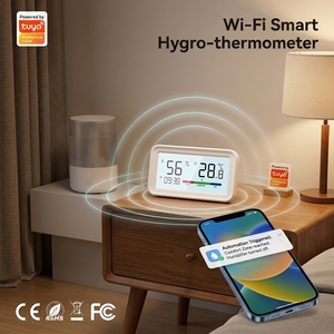 Monitor de Temperatura y Humedad WiFi Inteligente Tuya, Pantalla Digital con Reloj, Pantalla Retroiluminada, <span class=keywords><strong>Humidificador</strong></span>, Control Remoto <span class=keywords><strong>para</strong></span> Aire Acondicionado - Product Image 1