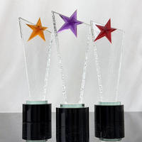 Trophée en verre cristal d'usine, trophée étoile en verre transparent, rouge, violet, ambre, décoration en cristal pour la maison et le bureau