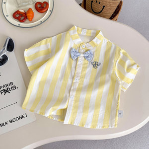 Ensemble de vêtements d'été pour garçon 2026, <span class=keywords><strong>polo</strong></span> rayé jaune + short blanc, ensemble de 2 pièces, tenue de <span class=keywords><strong>prince</strong></span> - Product Image 4