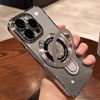 Étui de téléphone portable de luxe antichoc avec support magnétique à paillettes pour iPhone 18 17 16 15 14 13 12 Pro Max