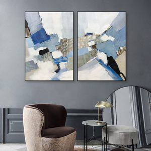 Nuovissimo <span class=keywords><strong>Design</strong></span> JZ Arts, Dipinto a Olio Astratto Moderno Fatto a Mano su Tela, Decorazione per <span class=keywords><strong>Soggiorno</strong></span>, 2 <span class=keywords><strong>Quadri</strong></span> con Cornice Originale - Product Image 2