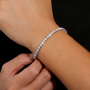 Bracciale Tennis in Moissanite Placcato Oro Bianco 18k in <span class=keywords><strong>Argento</strong></span> 925 da 3mm Taglio Rotondo <span class=keywords><strong>D</strong></span> VVS GRA per Uomo Donna Regalo Compleanno Anniversario - Product Image 3