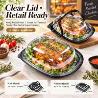 Barquettes jetables en PP, contenants alimentaires à emporter, boîtes en plastique pour poulet rôti, boîtes pour côtes de bœuf avec couvercle