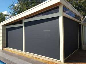 تصفية ضوء واقي الشمس الشفاف ، ستائر آلية آلية خارجية تعمل بمحرك شفاف ، قماش سادة مدمج بجهاز تحكم عن بعد - Product Image 6