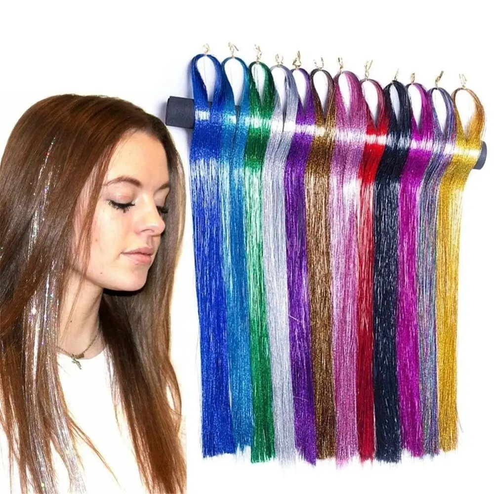 Atacado cabelo ouropel Bonito ouropel destaques glitter cabelo trança para festa e vida noturna colorido cores cabelo ouropel