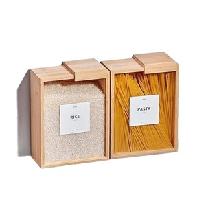 Caja de Almacenamiento de Madera con Tapa, Rectangular, Color Madera Natural, para Arroz - Product Image 5