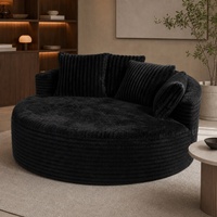 Sillón Individual Redondo para Personas Perezosas, Tela de Esponja Pura con Efecto Peluche de Conejo, Cama sin Estructura de Compresión para Sala de Estar