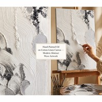 Peinture abstraite à la spatule, faite à la main, noir et blanc, grande toile texturée, vente en gros, sans cadre, pour galerie, déclaration artistique murale