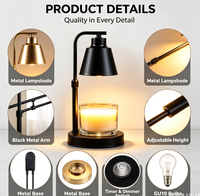 Lampe chauffe-bougie avec minuterie, intensité réglable, hauteur réglable, noire