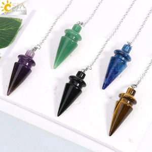 CSJA vente en gros de pierre naturelle Reiki méditation guérison cristaux Quartz cône pendentif <span class=keywords><strong>radiesthésie</strong></span> <span class=keywords><strong>pendules</strong></span> à vendre H185 - Product Image 2