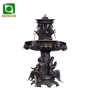 Заводское уличное украшение под заказ, бронзовая статуя девушки и лошади, фонтан-водопад античного цвета