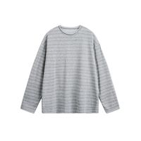 T-shirt rayé à manches longues pour homme, style streetwear américain, nouvelle collection automne, coupe décontractée avec col rond ample