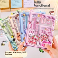 Fournitures scolaires en gros, ensemble de papeterie scolaire pour enfants mignon et kawaii, avec crayon, gomme, taille-crayon, règle, carnet