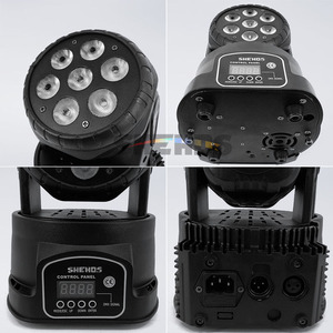 Shehds <span class=keywords><strong>Lyre</strong></span> <span class=keywords><strong>Wash</strong></span> 7x18W RGBWA UV 6in1 LED Par Dj Light Mini Tête Mobile - Product Image 5