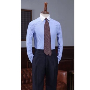 OEM MTM camicie personalizzate da <span class=keywords><strong>uomo</strong></span> con colletto e polsino abbinati su misura per smoking camicie a <span class=keywords><strong>righe</strong></span> diagonali linea con colletto a fascia - Product Image 1