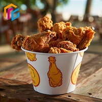 Boîte à emporter écologique personnalisée de 64 oz, 150 oz, 170 oz, jetable, logo imprimé, grande taille, seaux à poulet frit en papier KFC avec couvercle
