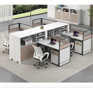 Estación DE TRABAJO DE PANTALLA DE OFICINA modular moderna de 6 asientos, escritorio de personal de hierro y MDF para uso en el hogar o la escuela y la Oficina - Product Image 2