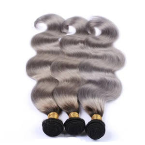 Extensions de cheveux humains péruviens ondulés bicolores noir et gris, couleur ombrée 1b, vente en gros - Product Image 5