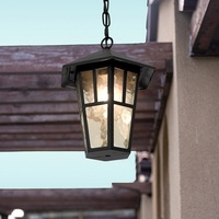 Lustre solaire en aluminium pour extérieur, étanche IP54, abat-jour en verre noir, garantie de 3 ans, angle de faisceau de 360°, double source lumineuse, cour