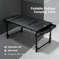 Table pliante hydraulique rectangulaire multifonctionnelle - Mobilier d'extérieur moderne en métal portable pour le camping et les pique-niques