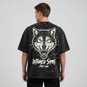 Camiseta Gráfica Corta Oversize de Algodón Pesado 300GSM Anti-Pilling con Efecto Desgastado y Logo Personalizado para Hombre - Product Image 1