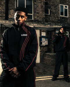 Giacca a Vento in Nylon con Bordi Riflettenti e Linee Evidenziate, Pantaloni da Jogging, Tuta da Corsa con Strisce per <span class=keywords><strong>Uomo</strong></span> - Product Image 1