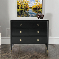 Commode à 6 tiroirs en bois de chêne noir de style français BF108, luxe léger, pour chambre à coucher, salon, entrée