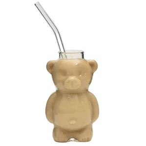 Vente en gros tasse à café en verre personnalisée créative <span class=keywords><strong>internet</strong></span> célébrité mignon dessin animé ours en peluche - Product Image 3