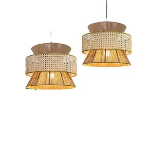Lustre en corde de chanvre, lumière LED 220V, style Zen, pour salon de thé, chambre à coucher, éclairage d'hôtel - Product Image 1