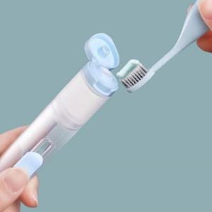 Nouvelle conception, brosse à dents portable 3 en 1, légère, pliable, en plastique, kit de voyage pour hôtel avec dentifrice intégré, brosse douce - Product Image 4