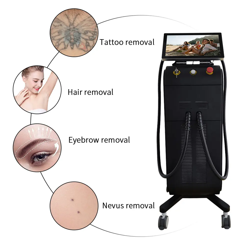New Arrival 2 In 1 Laser Tattoo Removal Nd Yag Diode Laser 808 Hair Removal Machine