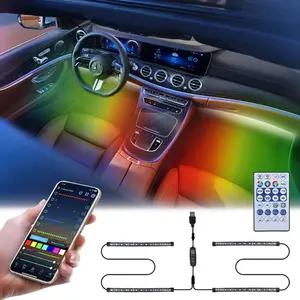 Tira de ambiente interior RGBIC Multicolor, Kit USB, aplicación activa de sonido, Control remoto inalámbrico, luces Led interiores para pies de coche