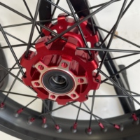 Kit de roues à rayons noirs Performance Straight Pull 16x2.15 avec moyeu arrière rouge et nipples rouges pour pièces de vélo Surron Light Bee