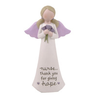 Nouvelle figurine d'ange en résine OEM, peinte à la main, ailes roses, tenant une fleur, inspirationnelle, pour la décoration de la maison, cadeau pour les fêtes