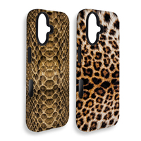Coque de téléphone antichoc en PC avec motif cœur léopard imprimé par sublimation 2D pour iPhone 16 Pro Max 17 18