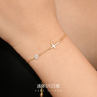 Bracelet en argent sterling 925 avec charme trèfle à quatre feuilles et zircon pour femme, bijou délicat, cadeau
