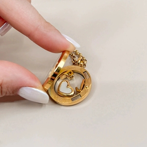 <span class=keywords><strong>Collana</strong></span> con Ciondolo Personalizzabile in Acciaio Inossidabile Placcato Oro 18K, Charm a Forma di Lettera, Sorriso, Zampa, Occhio, Amore, <span class=keywords><strong>Collana</strong></span> Fai-da-Te - Product Image 3